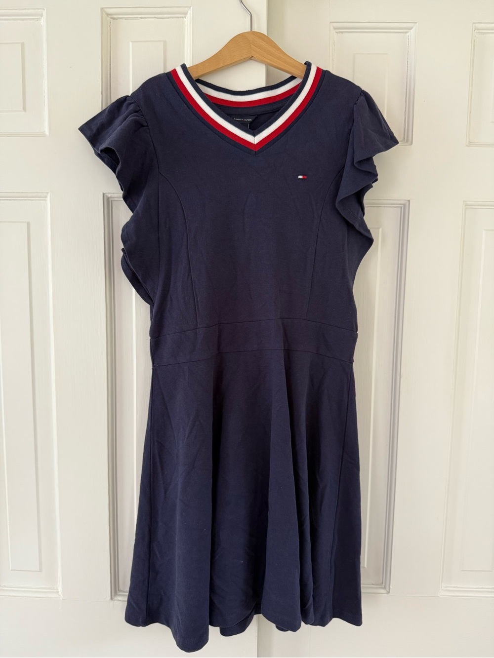 Tommy Hilfiger Navy Flutter Sleeve Dress